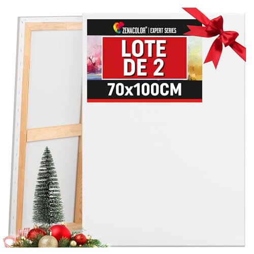 Zenacolor Lienzo para Pintar 70x100 - Set de 2 Lienzos para Pintar sin Ácido - Apto para Todo Tipo de Pintura sobre Lienzos