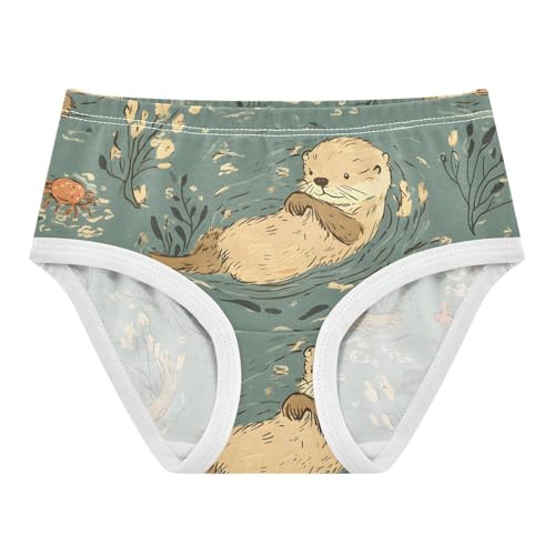 Toddler Girl Panties, Otters and Crab Girls' Cotton Brief Underwear, 2–8 Years