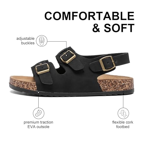 Cork Sandals With Back Strap Double Buckle Footbed Clogs Sandals Women and Men Comfortable Adjustable Ankle Strap Flat Sandal Dressy Open Toe Mules Casual Non Slip Summer Shoes sandalias de mujer2