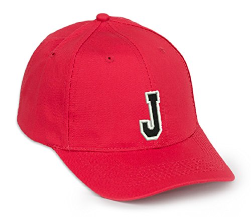 4sold Gorra de béisbol Informal de algodón con Letras del abecedario en Negro niño Adulto Color Rojo A-Z (Rojo J, Adulto)