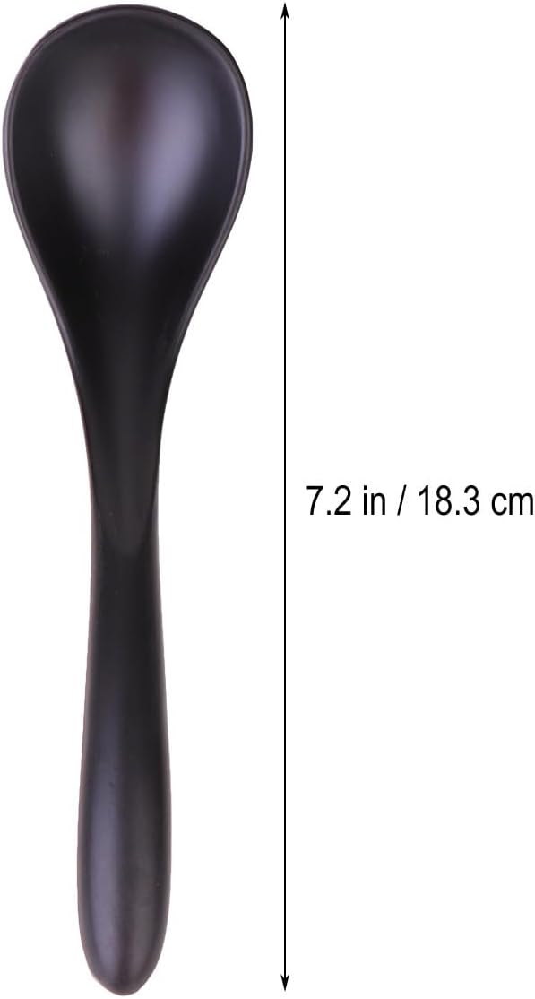 Garneck 6 pcs Black Soup Spoon Set Melamine Flatware for Ramen Wonton Pho and Miso Imitation Porcelain Tableware for Home Restaurant Catering and Coffee Bar image 4