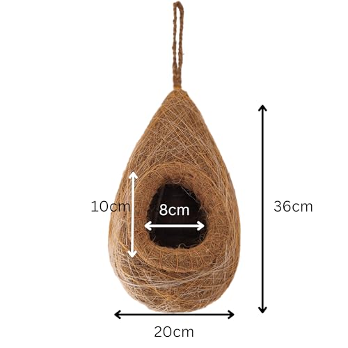 Abri oiseaux en enveloppe de noix de coco contre les intempéries
