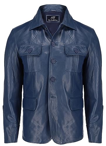 Image of Jild Lambskin Leather Jacket Men Casual Coat - Notched Collar Classic Bond's Style Ultimate Leather Blazer for Men