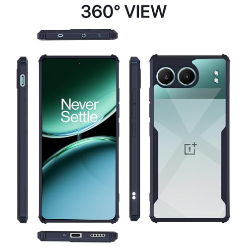 Image of Pikkme Crystal Clear Transparent Back Cover | Ultra Hyrbid | Full Camera Protection | Raised Edge | Bumper Case for OnePlus Nord 4 5G (Blue)
