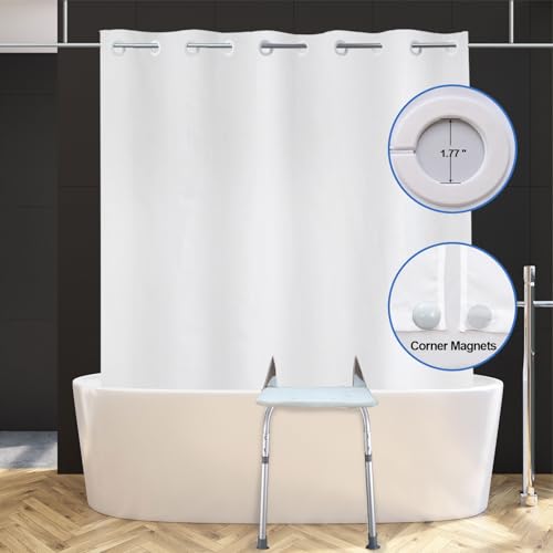 80x80 inches Split Shower Curtain for Bath Sliding Transfer Benches, White by YISURE - Used condition - US$26.14