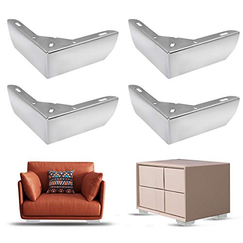 Zorfeter 2 Inch Furniture Legs Set Of 4, Metal Sofa Feets Diy Replacement Parts Minimalist Design For Cabinet Cupboard Sofa Couch, Polished Chrome #TOP1