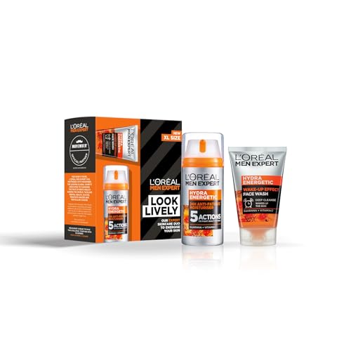 LORÉAL MEN EXPERT LOOK LIVELY GIFTSET FOR MEN ANTI-FATIGUE MOISTURISER XL 100ML & FACE WASH 100ML HYDRA ENERGETIC DUO WITH VITAMIN C* FOR DULL AND DRY SKIN