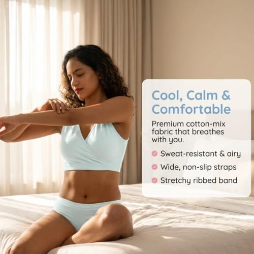 Image of The Mom Store Women's Cotton Maternity and Nursing Sleep Bra Sweat Resistant Convenient Feeding-Combo Pack
