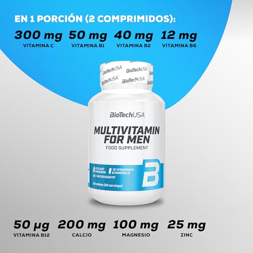 BioTechUSA Multivitamin For Men - Apoyo Integral para Hombres Activos | 38 Sustancias Activas | Apoyo Energético, Inmunológico y Muscular | Defensa Antioxidante, 60 comprimidos - imagen 6