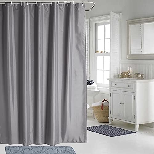 Trimming Shop Shower Curtain Polyester Bathroom Curtain Mould & Mildew Resistant With 12 Curtain Hook Waterproof Bath Curtain 180 x 200cm Long Shower Curtain Liner Washable, Black