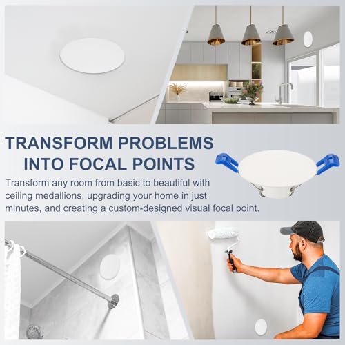 uxcell 2Pcs 170mm/6.7" Round Ceiling Cover Plate, Downlight Hole Speaker Wall Hole Spring-Lock Decorative Steel Trim Cap Access Panel for 4.9-6.3" Ceiling or Drywall Openings, Matte White by uxcell - Image 7