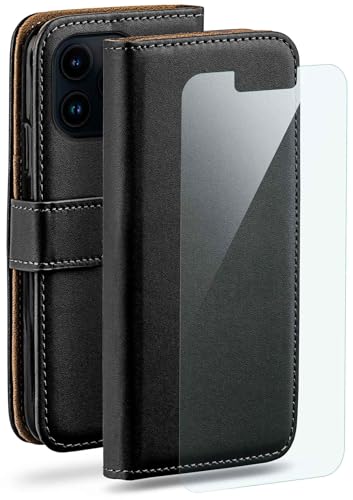 Étui iPhone 14 Pro moex en cuir synthétique noir avec protège-écran