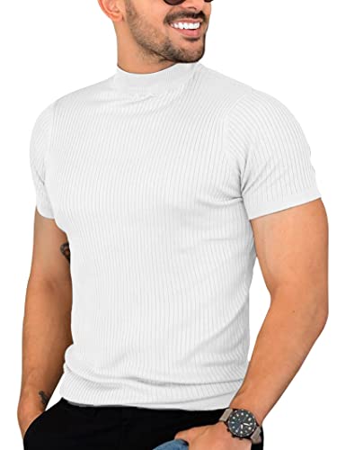 Mens Casual Slim Fit Basic Tops Short Sleeve Shirt...