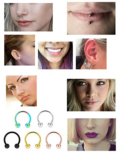 Ftovosyo 36-40Pcs 16G Surgical Steel Nose Septum Rings Piercing Jewelry Horseshoe Cartilage Helix Tragus Earring Hoop Eyebrow Lip Hoop Retainer for Women Men 8mm 10mm4