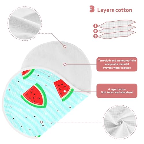 Burbuja Watermelon Slices Muslin Baby Burp Cloths, Soft & Absorbent Cotton Burping Rags for Newborn Boys & Girls, 2 Pack3