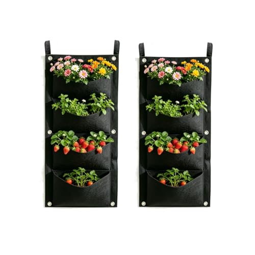 Generisch 2 Stück hängende Pflanzgefäße für den Garten, Filz, Wand-Pflanzbeutel,