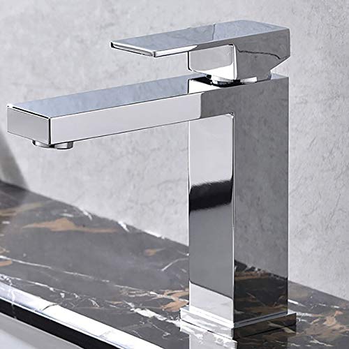 Mitigeur de lavabo carré en laiton chromé sans fuite pour vasque