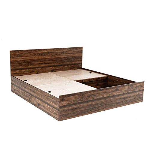 Image of CASPIAN Queen Size Double Bed 72 x 60 Inches (Asian Brown Textured) | Modern & Classic Style Engineered Wood Bed | with 4 Storage Boxes | Wooden Furniture for Home, Living Room & Bedroom