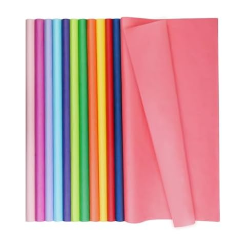 KASBEE Multicolor Tissue Paper Bulk, 120 Sheets 12 Assorted Colors Gift Wrapping Tissue Paper, 14" x 20" Tissue Paper for Crafts, Gift Bags, Packaging, Floral, Party Decoration Cover