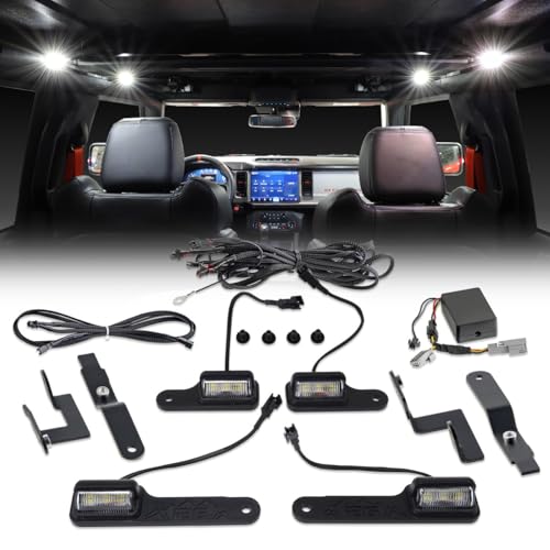 IAG 4PC Interior LED Dome Light Kit V2 w/Harness for Ford Bronco 2021+ 4 Door Hardtop (includes mounting brackets)