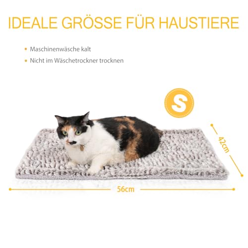 Mora Pets Wärmedecke Katze Selbstheizende Katzendecke Selbstwärmend Decke für Katze Heizdecke Ohne Strom, Katzendecke Flauschig & Weich, Wendbar - Doppelter Komfort, 56 x 42 cm