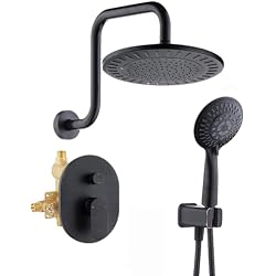 BRIGHT SHOWERS Shower Faucet Set, Shower System with Shower Valve Trim Kit, Double Handle Shower Fixture Rainfall Shower Head and 9-Setting Handheld Spray Combo, Valve Included, Oil-Rubbed Bronze