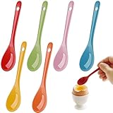 Ferenando 6 Stück Eierlöffel Porzellan Bunt 12cm mit 6 Farben, Keramiklöffel Klein, Porzellanlöffel Mini, Dessertlöffel, Keramik Löffel für Eier, Tee, Kaffee, Honig, Joghurt