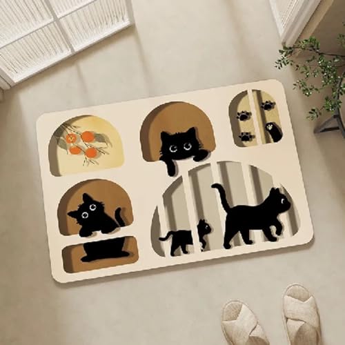Tapis de salle de bain en forme de chat mignon doux et absorbant - 3