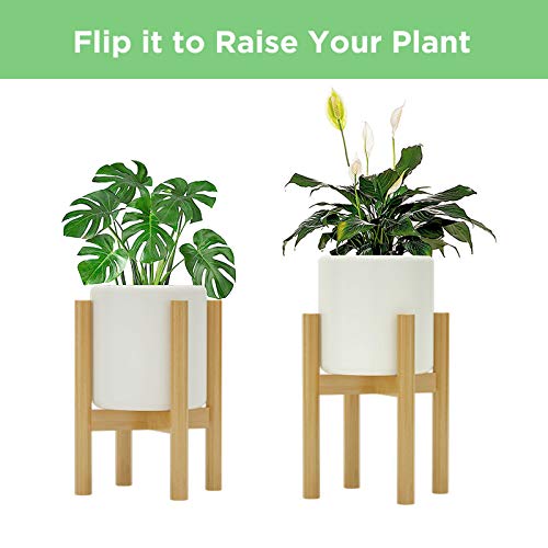 MUDEELA 10 inches Plant Stand, Bamboo Mid Century Modern Plant Stand, Flower Plant Pot Holder Stand (Pot & Plant Not Included), Indoor Plant Stand Rack, Fits Up to 10 inches Planter, Natural
