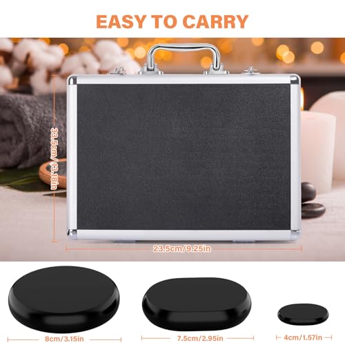 Tiskgg 9Pcs Massage Stones Set with Warmer Kit, Hot Stones for Pedicure Massage, Massage Hot Stones for Professional or Home Spa - Thumbnail 7