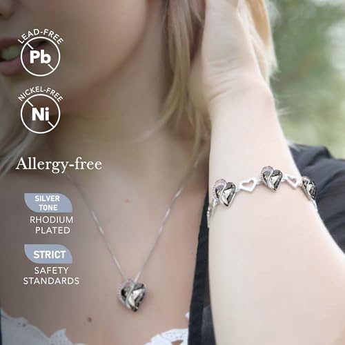 Leafael Valentine's Day Gift Bracelet, Infinity Love November Birthstone Heart Crystal Link Bracelet, Golden Yellow Shade, Silver-Tone Jewelry for Wife Mom Her, 7" + 2" Adjustable Chain