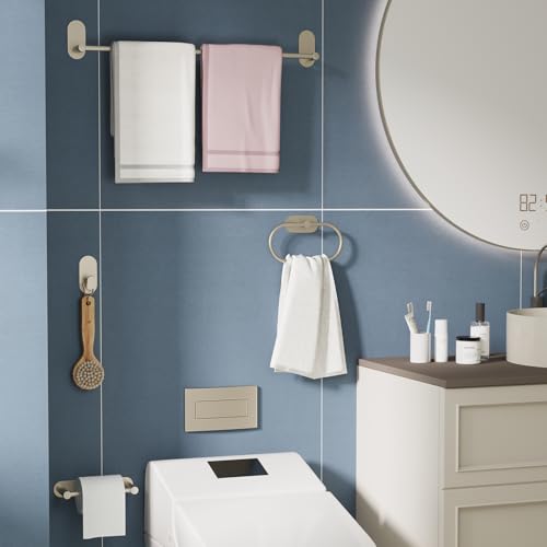 WZRUA Adhesive Towel Holder for Bathroom Brushed Nickel No Drill Hand Towel Ring Stainless Steel and Zinc Alloy Self Adhesive Towel Hanger for Bath, Kitchen by WZRUA - Used condition - Image 5