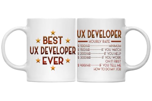 MONIZILUCKY Ux Developer Mug, Hourly Rate Ux Developer Gifts for Coworkers
