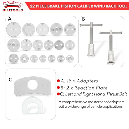 image for BILITOOLS Brake Caliper Compression Tool, 22-Piece Heavy Duty Disc Bra