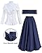 FCCAM Victorian Dress for Women 2-Pieces 1800s Edwardian Dress Ball Gown Renaissance Costume Navy Blue XL