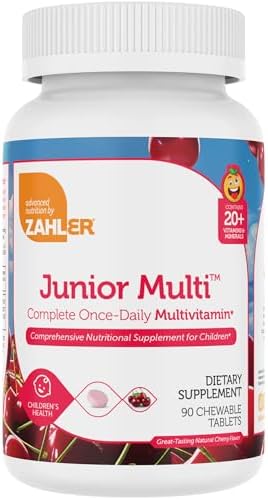 Zahler Kids Multivitamin Chewable Vitamin Tablet – Complete One Daily Vitamins Supplement – Contains 20+ Minerals & Vitamins for Kids & Toddlers – Kosher Multivitamins Cherry Flavor (90)