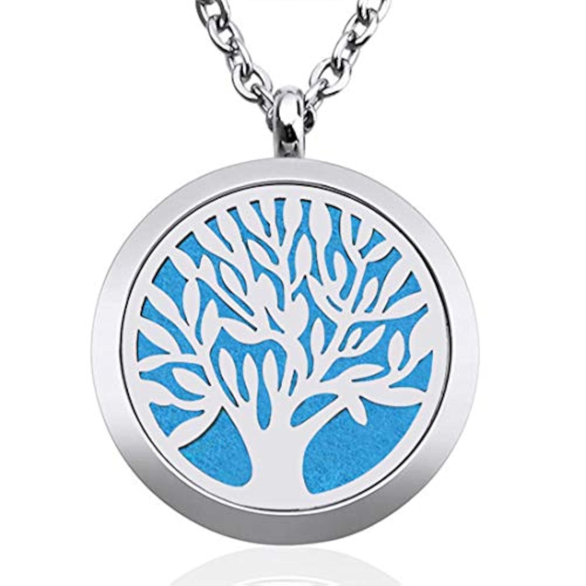 Aromatherapy Essential Oil Diffuser Necklace with Tree of Life Locket