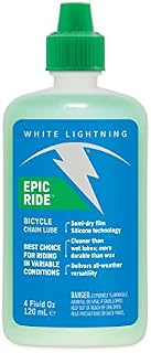 White Lightning Epic Ride All Conditions Light Bicycle Chain Lube, 4-Ounce Drip Squeeze