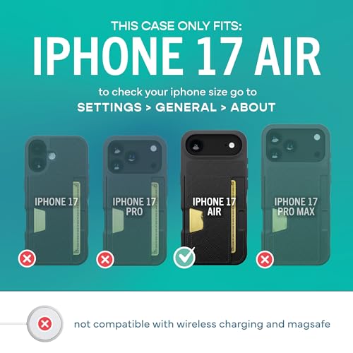 Smartish® iPhone Air Wallet Case + Phone Grip Finger Loop - Wallet Slayer Vol. 2 [Slim + Protective] Credit Card Holder + Pop Out Ring Kickstand for Apple iPhone Air - Black Tie Affair by Smartish - Image 5