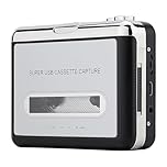 Reshow Cassette Tape Player, Portable Cassette Player Tape Converter to Digital with Earphones Compatible with Laptops and PCs, Convert Cassette Recorder to iPod Format, Perfect Music Gift (Silver)