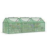 Outsunny Serre de Jardin, Mini Serre, 3 fenêtres zippées et enroulables, Couverture en Plastique, Cadre en Acier, 180 x 60 x 60 cm, Vert foncé