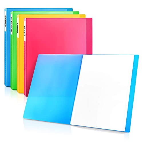 CRANBURY Multi-Colored Presentation Books 8.5x11 - (Assorted 4-Pack) Translucent Cover 24 Pocket Document Binders, Frosted Cover, Colorful Binders with Clear Sleeves, Acid-Free Poly Art Binder