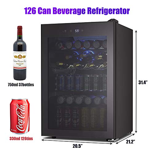 Kismile 4.5 Cu.ft Beverage Refrigerator and Cooler, 145 Can Mini Fridge