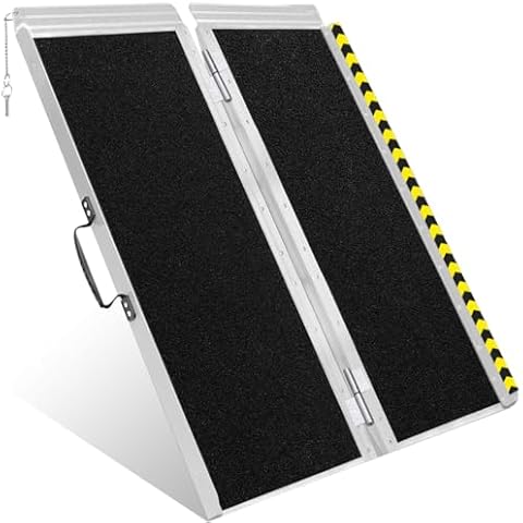 JumboTIGER Portable Wheelchair Ramp 4FT, 48" L x 29.13" W Non-Slip Aluminum Folding Wheelchair Ramps, 800 LBS Capacity Handicap Ramp, Wheelchair Ramps for Home, Steps, Stairs, Doorways, Curbs Cover