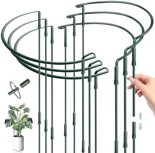 HEYIDAMAI 6 Stück Pflanzenstützen Halbrund Pflanzenstütze Ringkäfige, Pflanzenhalter Metall 60 x 30 cm, Pfingstrosen Halter, Pflanzenringe Rund, Staudenhalter, für Pfingstrosen, Ro
