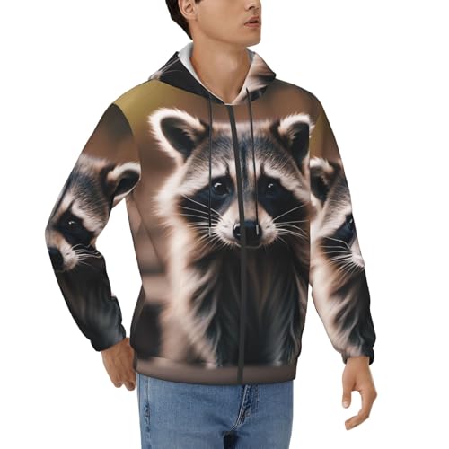 Sweat à capuche homme décontracté au motif joli raton laveur pour les journées fraîches d'automne