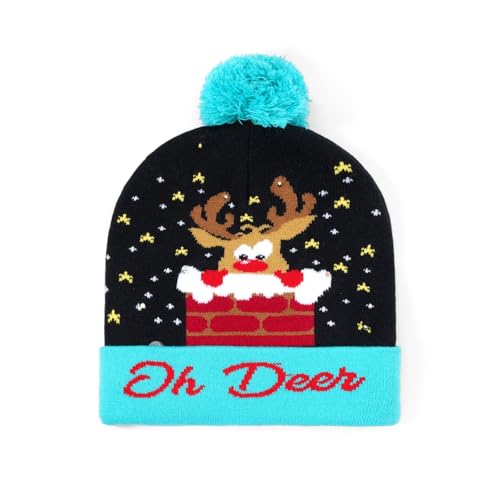2THESTARS Christmas Hat 2 Pack Light Up Knitted Beanie Hat Xmas Santa Holiday Cap LED Lights — view 3
