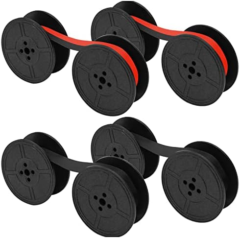 4 Pairs Universal Typewriter Ribbon Twin Spool Replacement 1/2" Pack Compatible with Most Typewriter (Black-Red,Black)