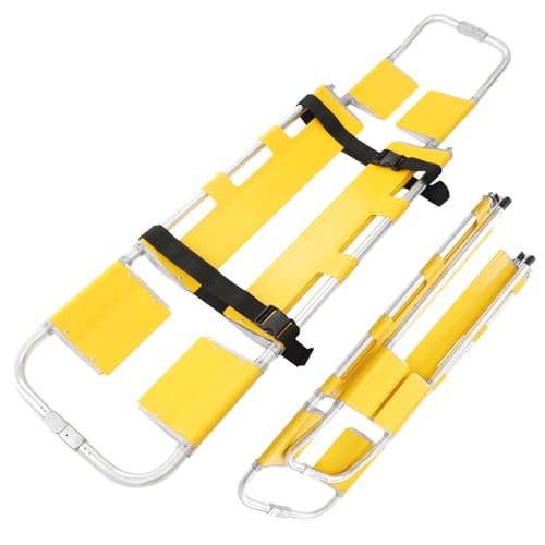 TREMENPOW 80\" x 17\" Foldable Aluminum Scoop Stretcher EMS Portable Rescue Stretcher with Adjustable Length Patient Transport Medical Stretcher with Safety Belt and Hinge Device, 350 Lb Load Capacity