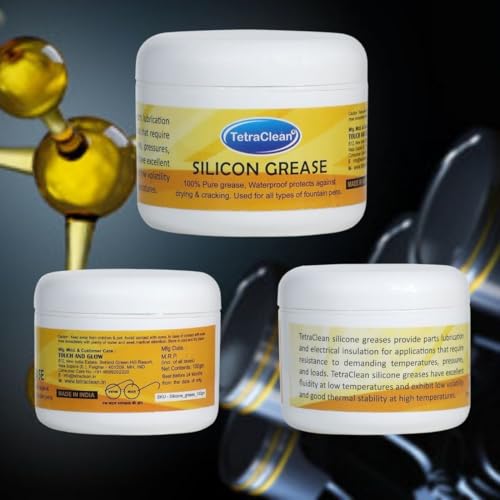Image of TetraClean Silicone Lubricant Grease /Odourless, Non-Toxic, Waterproof | Lubricates Plastic /Rubber, Metal & Electrical Parts /Anti-Rust, Heat-Resistant /Shine & Protection 100% Pure Grease, 100g